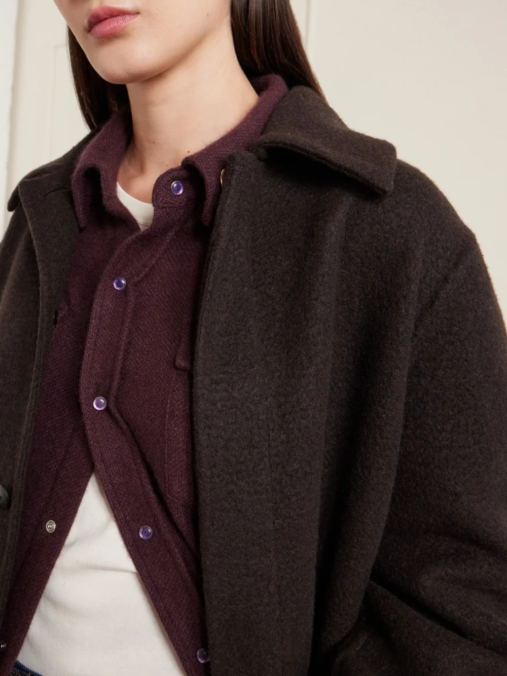 Close-up detail of the God’s True Cashmere Angel Cashmere and Wool-blend Coat