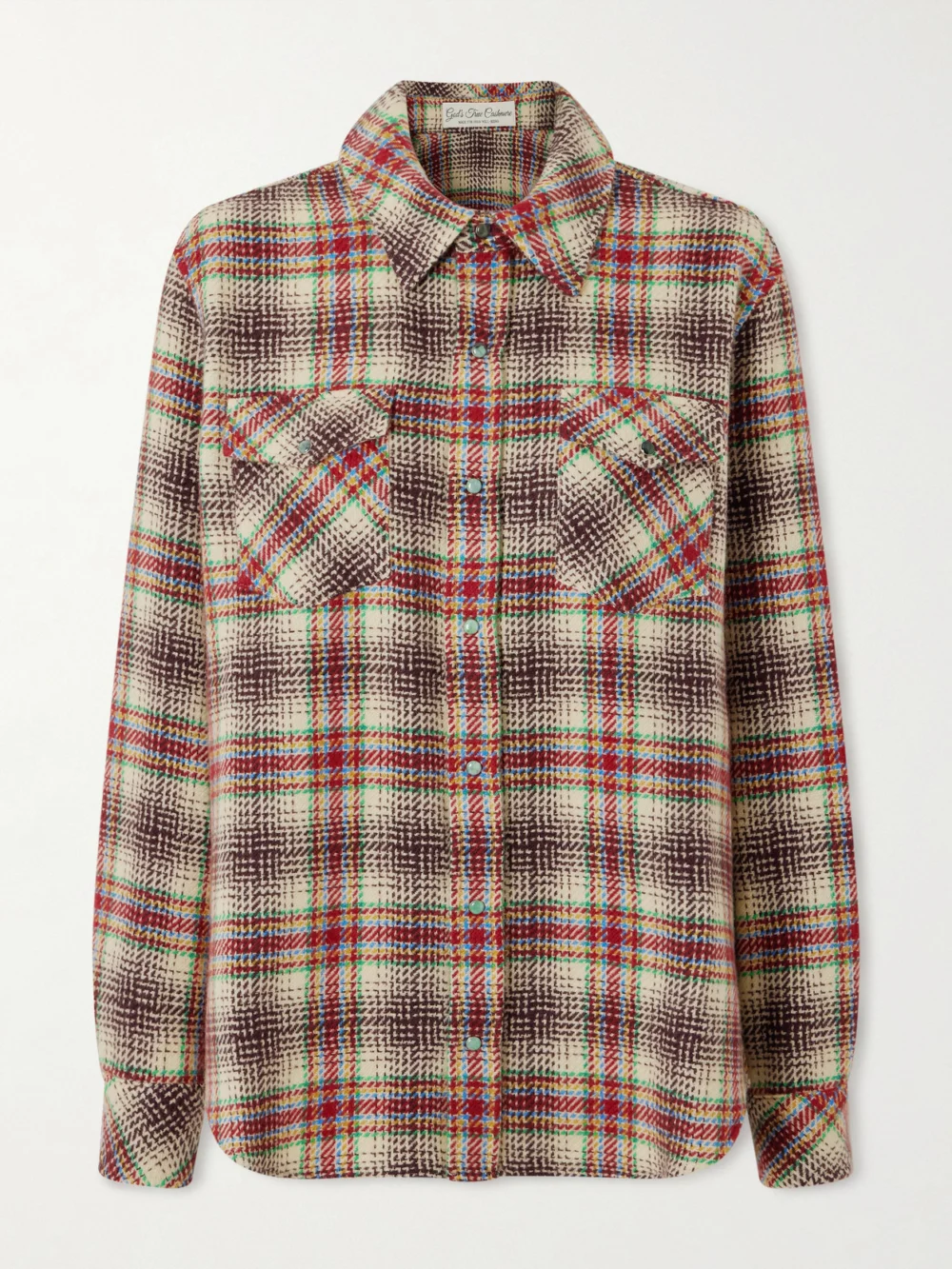 God’s True Cashmere Balance Checked Cashmere Shirt in beige
