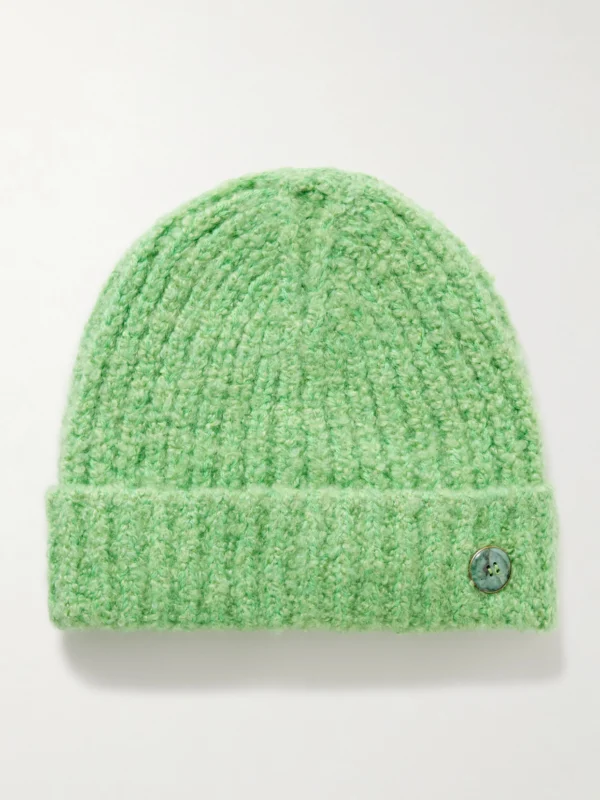 God’s True Cashmere Button-embellished Ribbed Cashmere-bouclé Beanie
