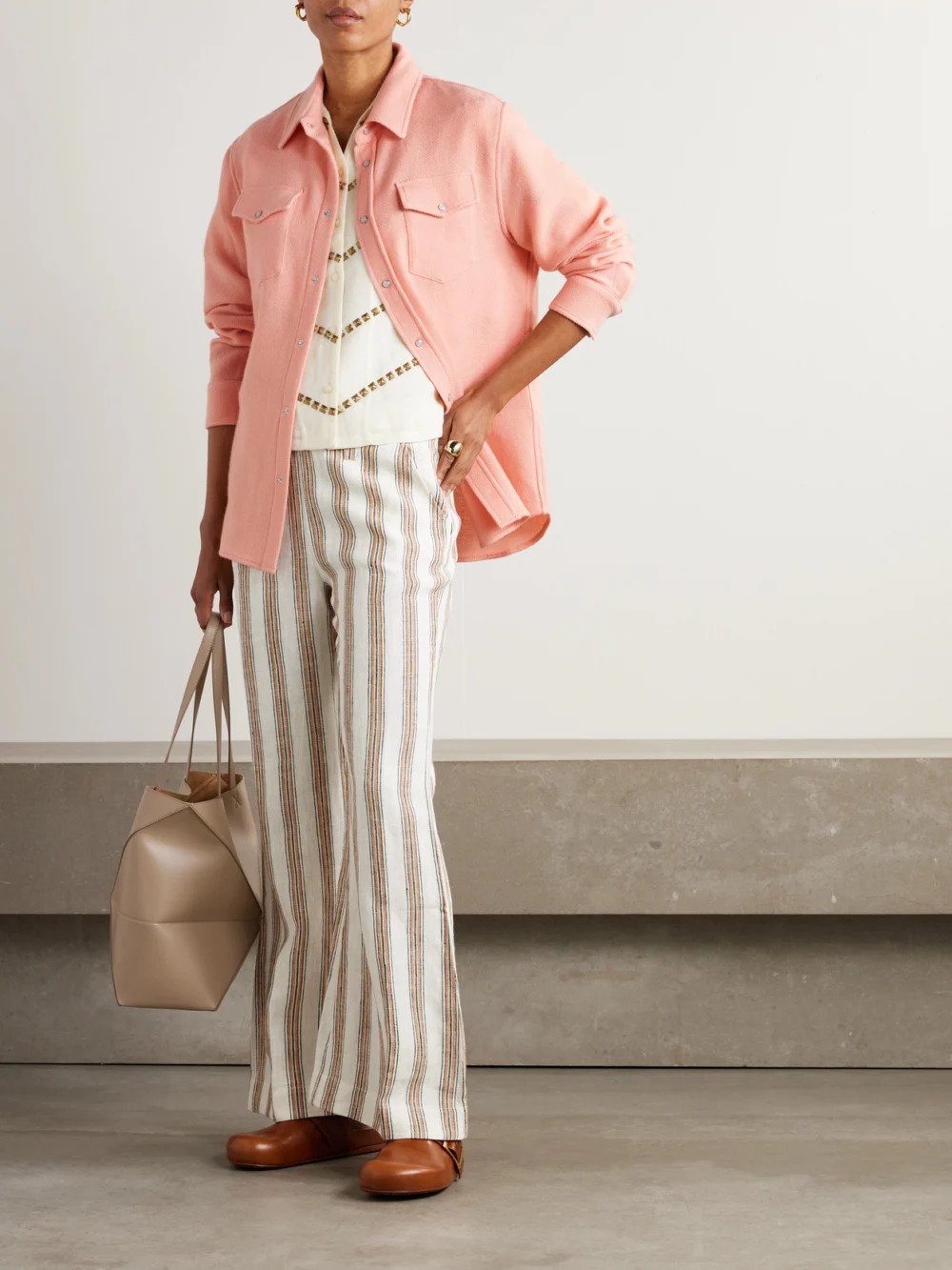 God’s True Cashmere Cashmere Shirt, worn by a model