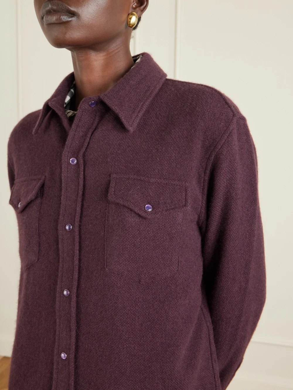 Close-up detail of the God’s True Cashmere Cashmere Shirt