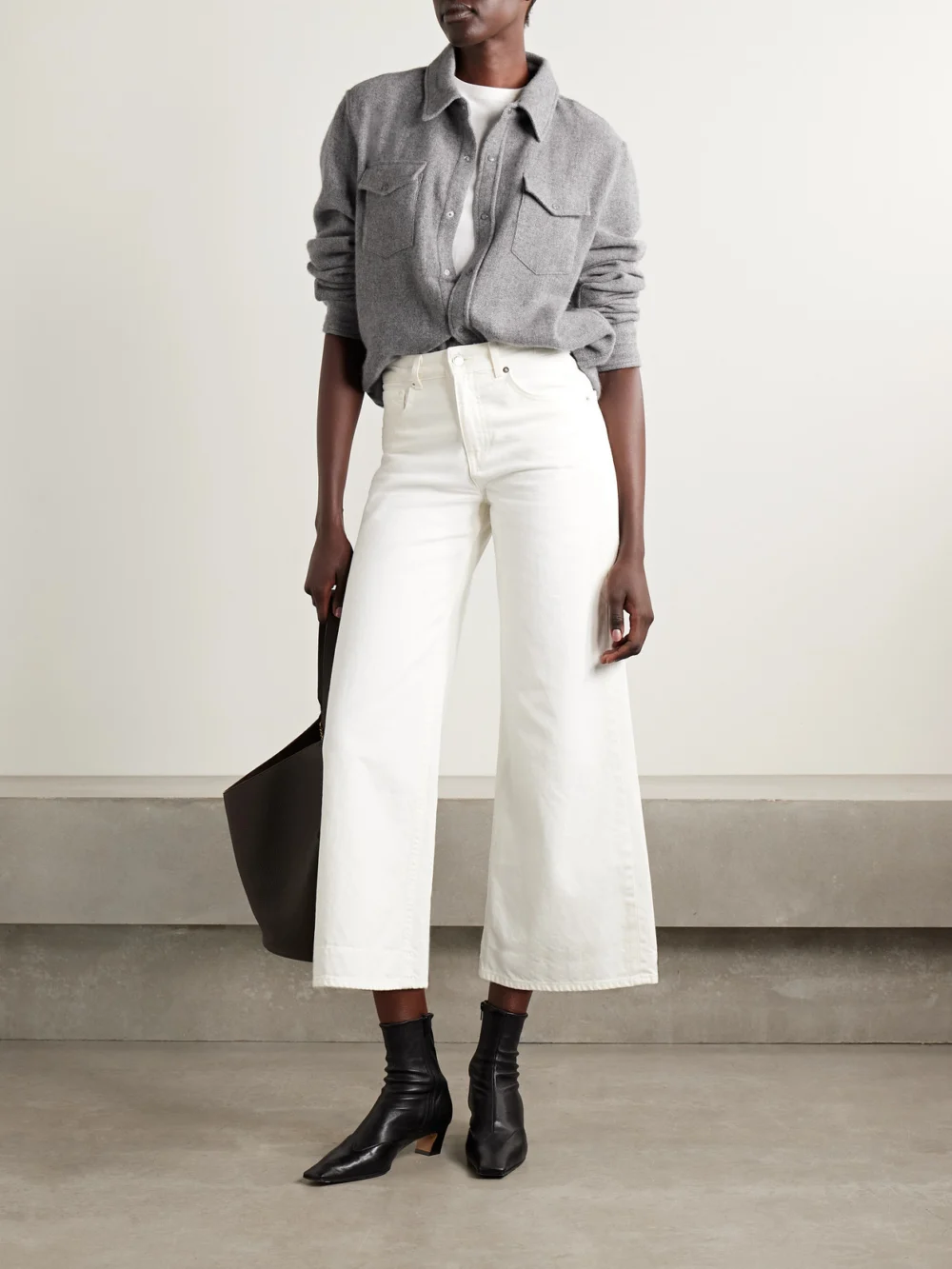 God’s True Cashmere Cashmere Shirt, worn by a model