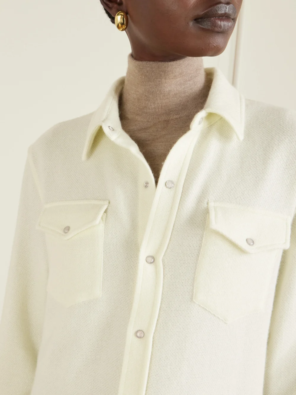 Close-up detail of the God’s True Cashmere Cashmere Shirt