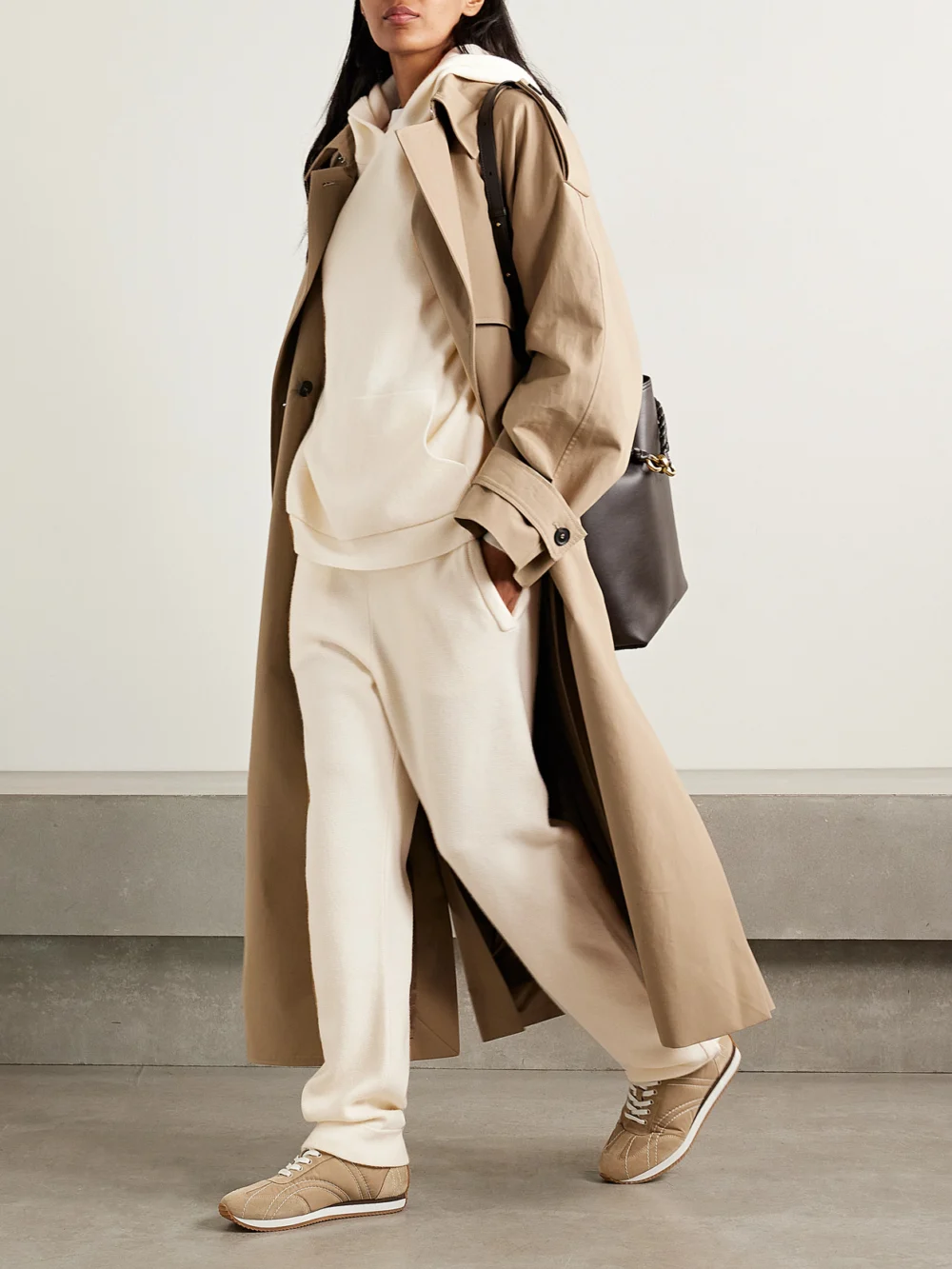 God’s True Cashmere Cashmere Track Pants, worn by a model