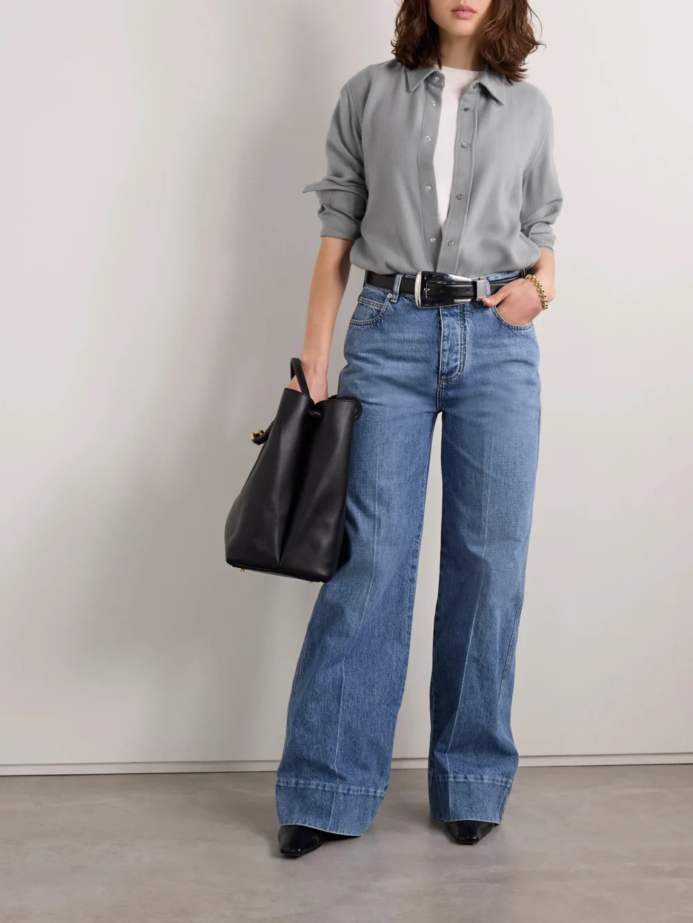 God’s True Cashmere Cashmere-twill Shirt, worn by a model