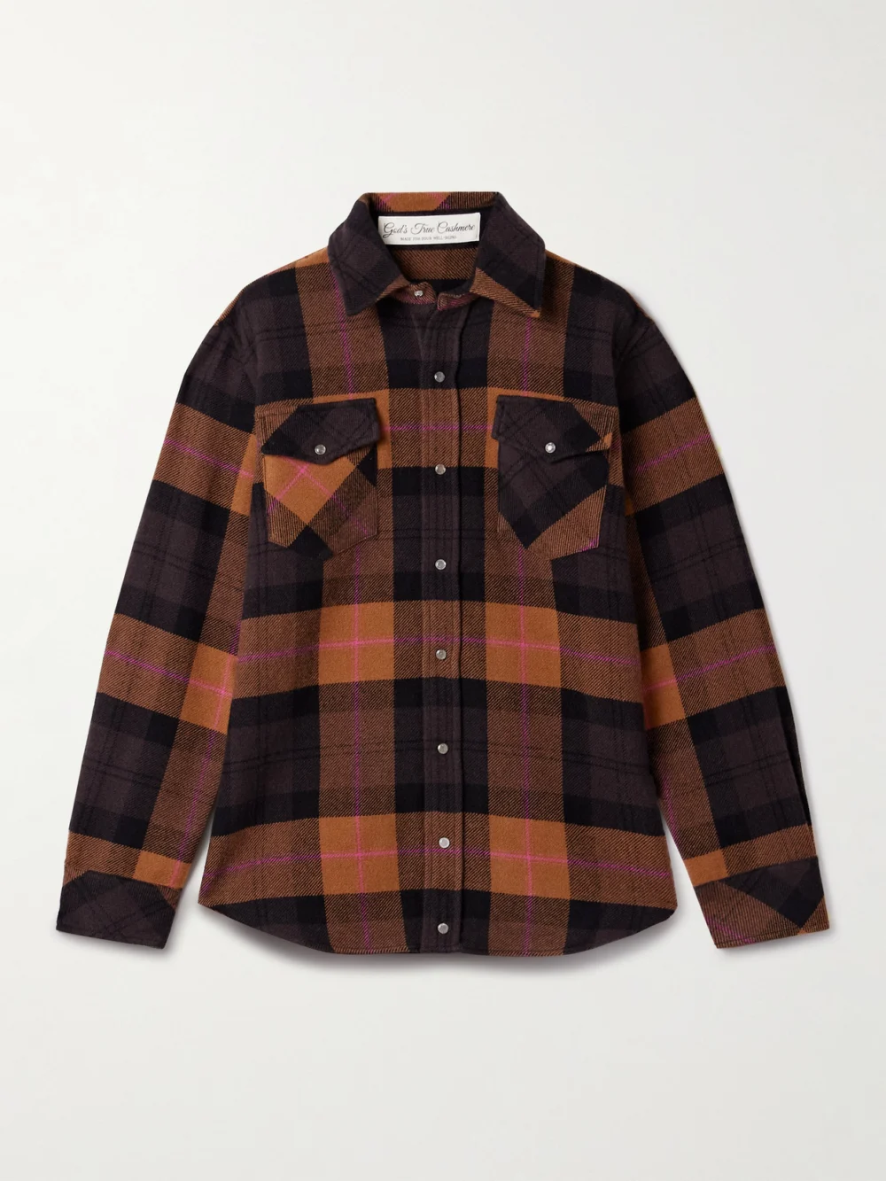 God’s True Cashmere Checked Cashmere Shirt in brown
