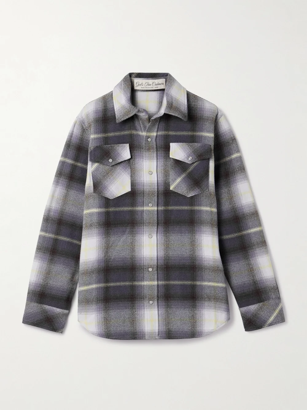 God’s True Cashmere Checked Cashmere Shirt in gray