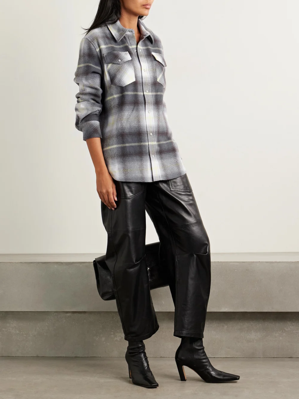 God’s True Cashmere Checked Cashmere Shirt, worn by a model