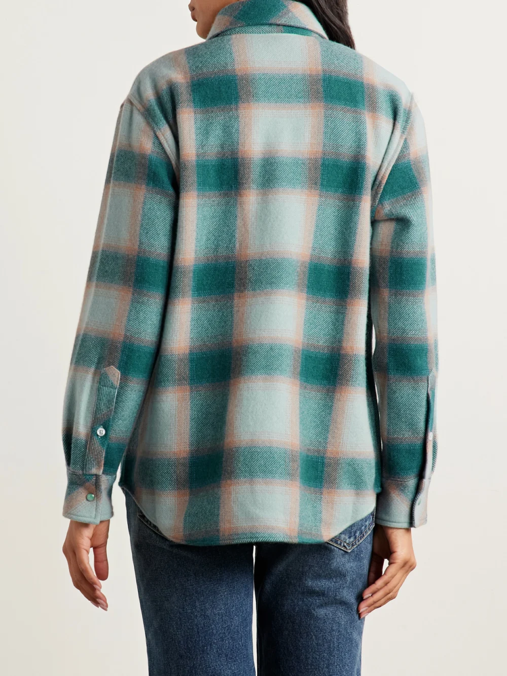 Back view of the God’s True Cashmere Checked Cashmere Shirt