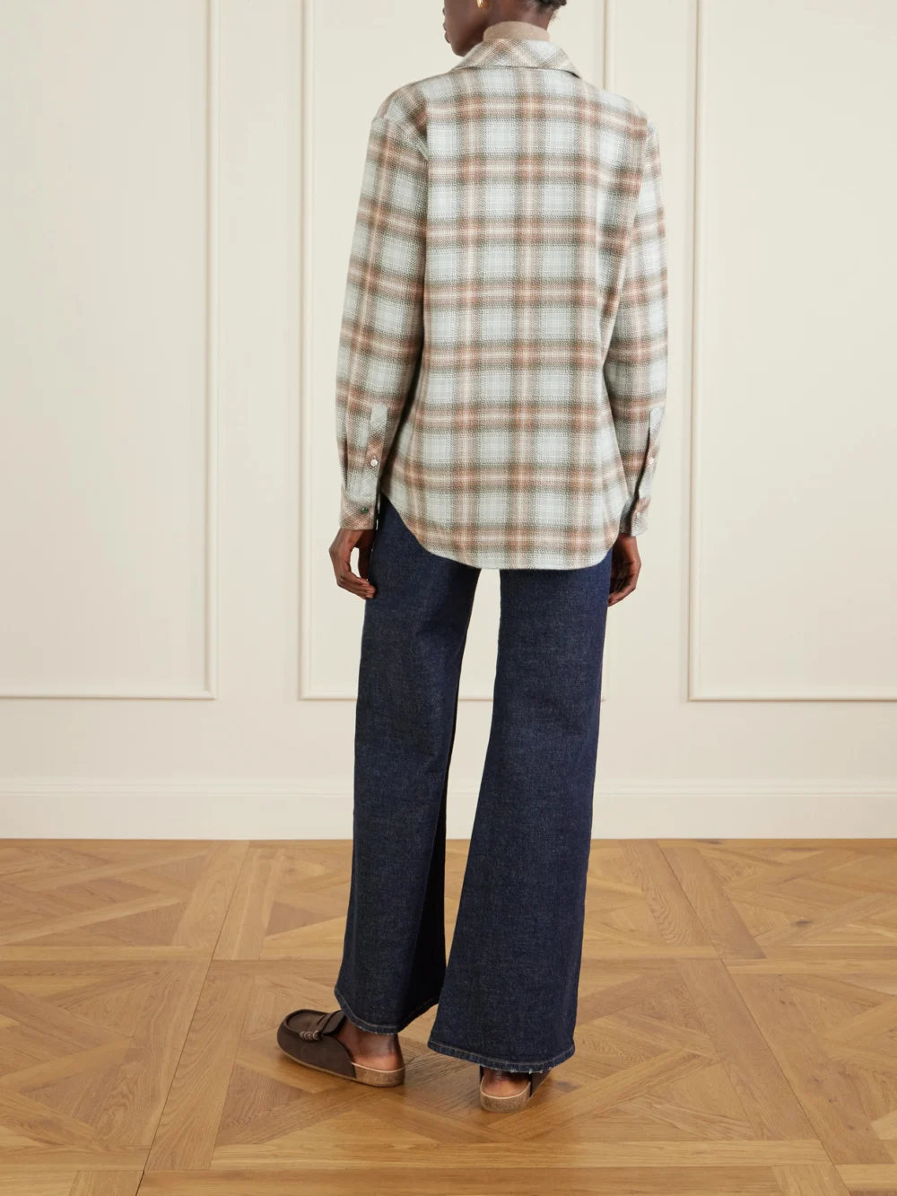 Back view of the God’s True Cashmere Checked Cashmere Shirt