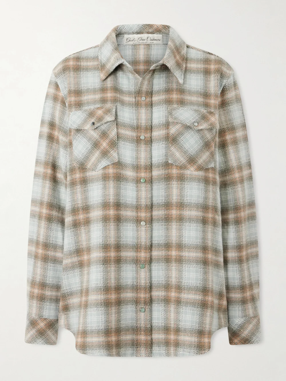 God’s True Cashmere Checked Cashmere Shirt in mint