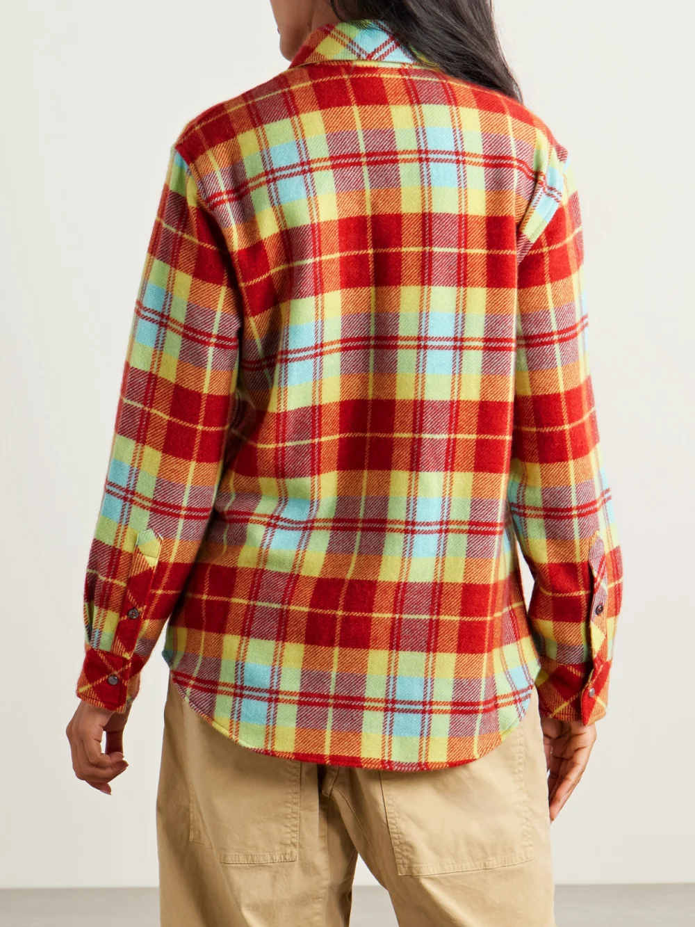 Back view of the God’s True Cashmere Checked Cashmere Shirt