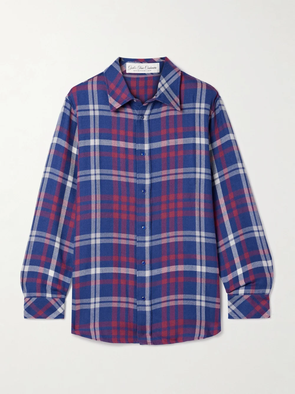 God’s True Cashmere Checked Cashmere Shirt in navy
