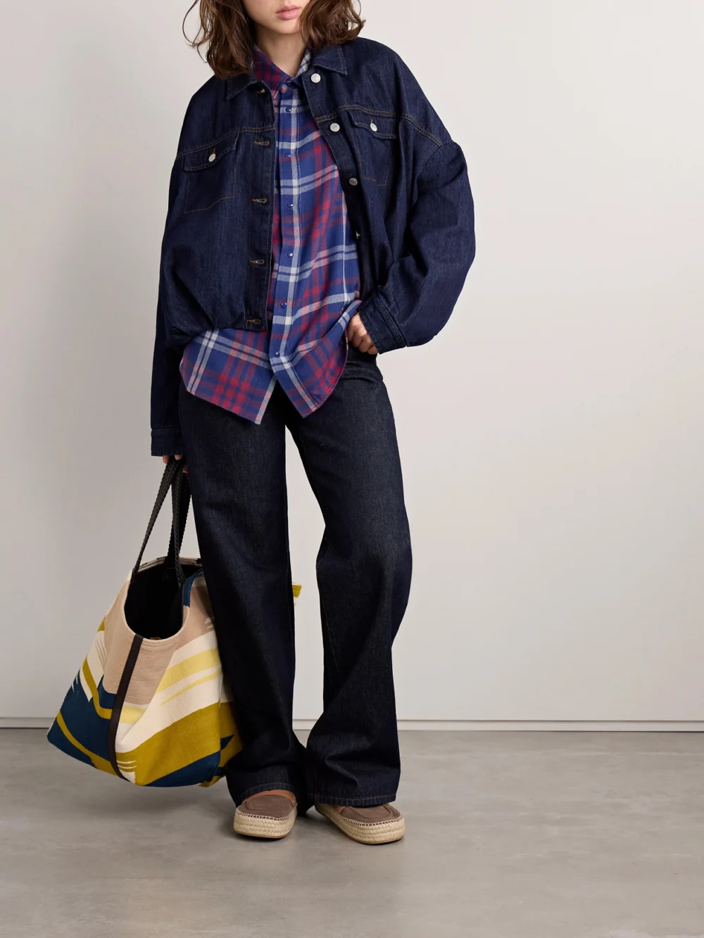 God’s True Cashmere Checked Cashmere Shirt, worn by a model