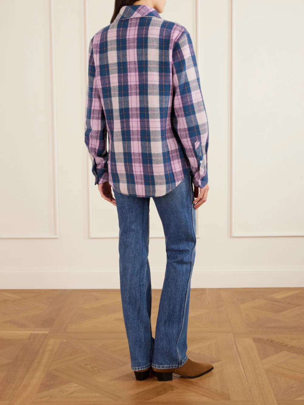 Back view of the God’s True Cashmere Checked Cashmere Shirt