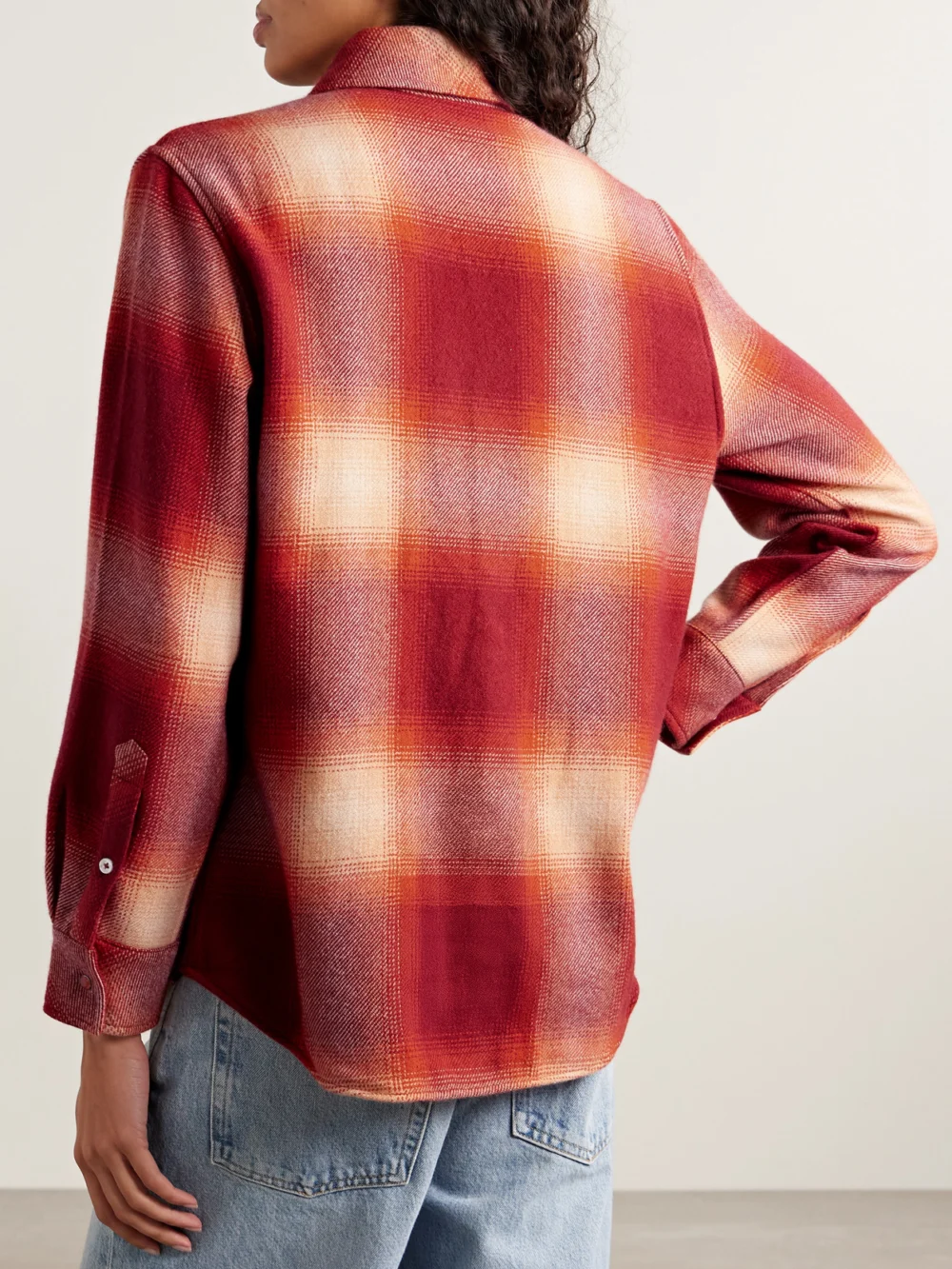 Back view of the God’s True Cashmere Checked Cashmere Shirt