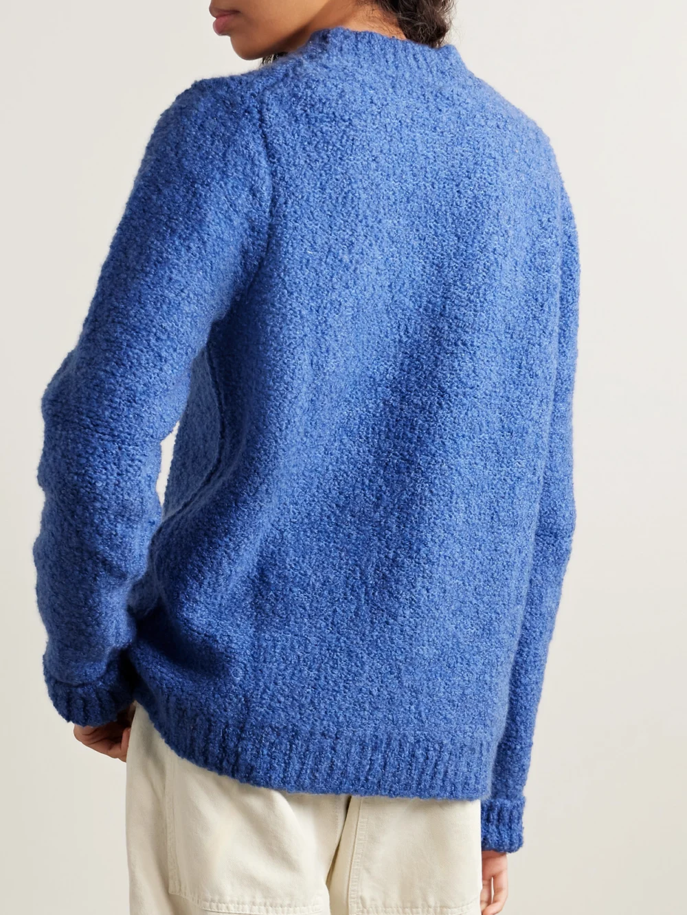 Back view of the God’s True Cashmere Cloud Cashmere-bouclé Sweater