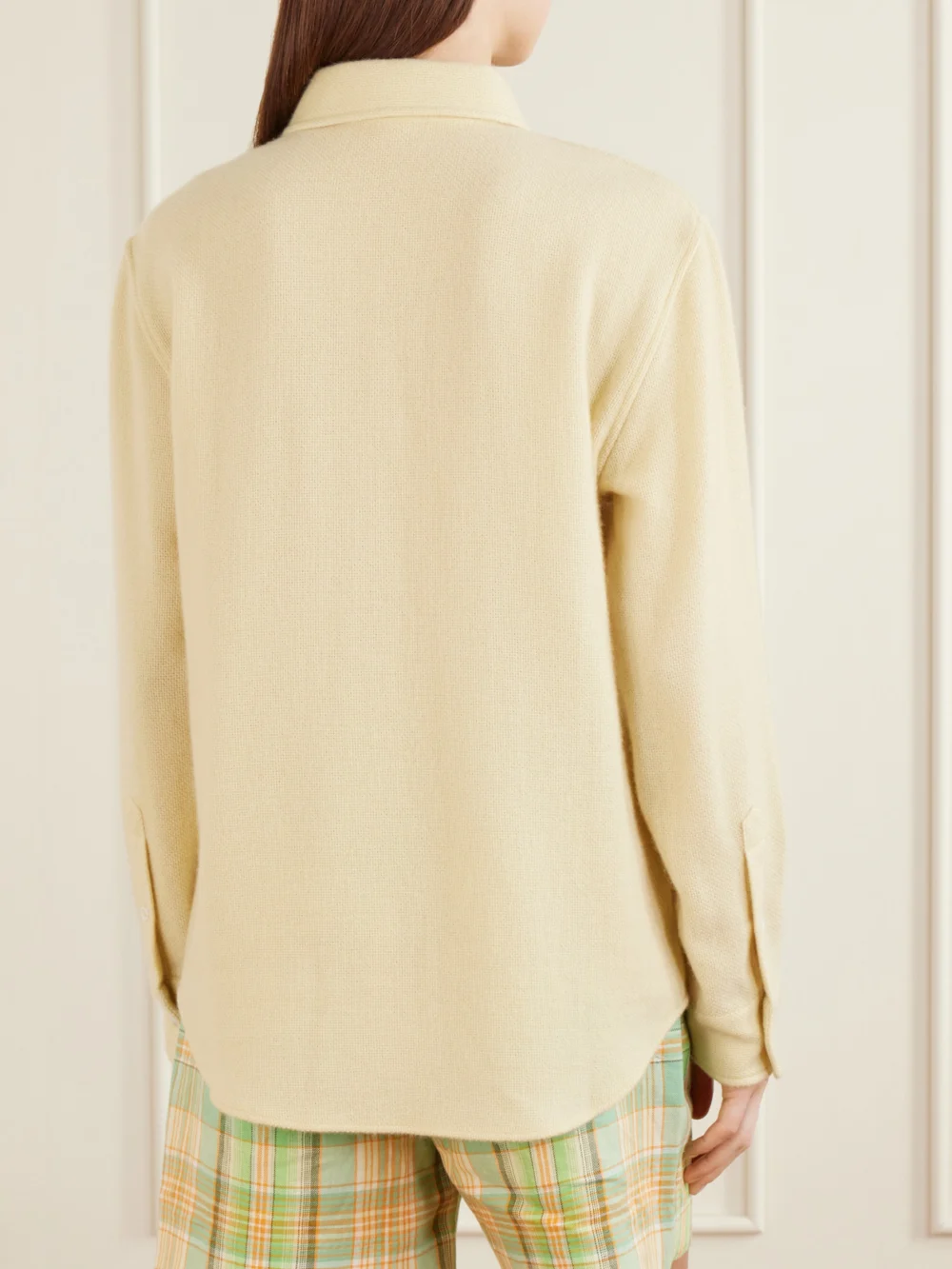Back view of the God’s True Cashmere Daffodil Cashmere Shirt