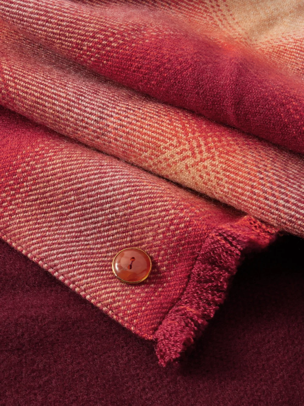 Close-up detail of the God’s True Cashmere Fringed Checked Cashmere Scarf