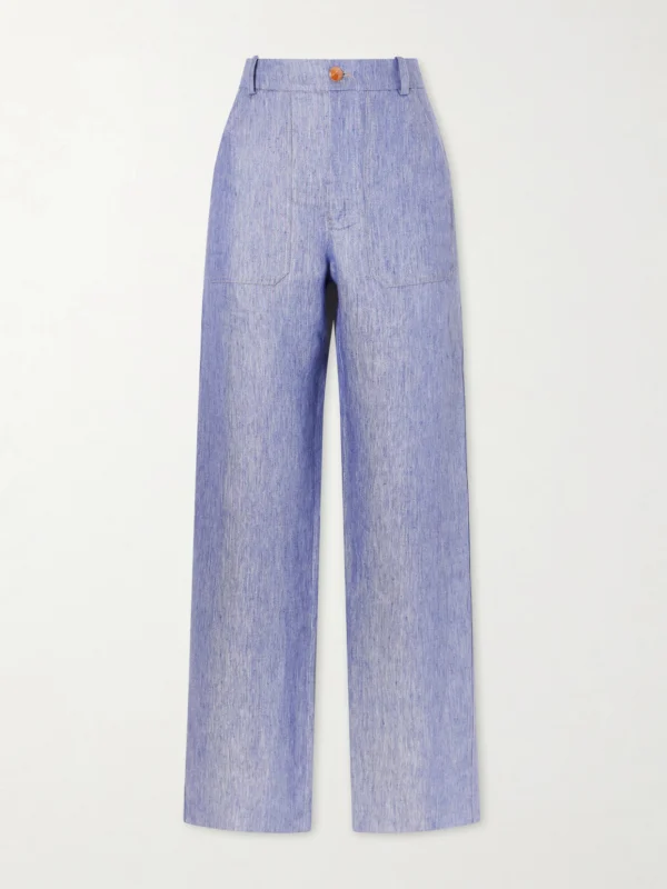 God’s True Cashmere Linen-denim Straight-leg Pants