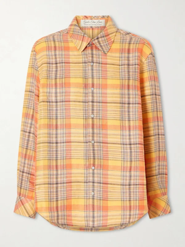 God’s True Cashmere Twilight Checked Linen Shirt