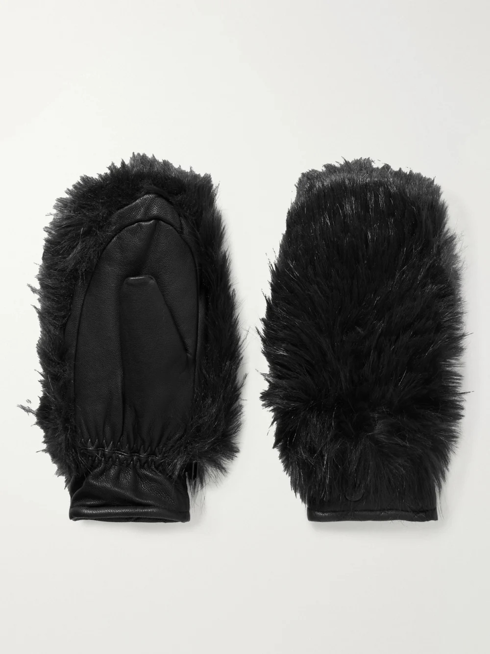 Goldbergh Hill Plush-trimmed Padded Leather Ski Gloves in black