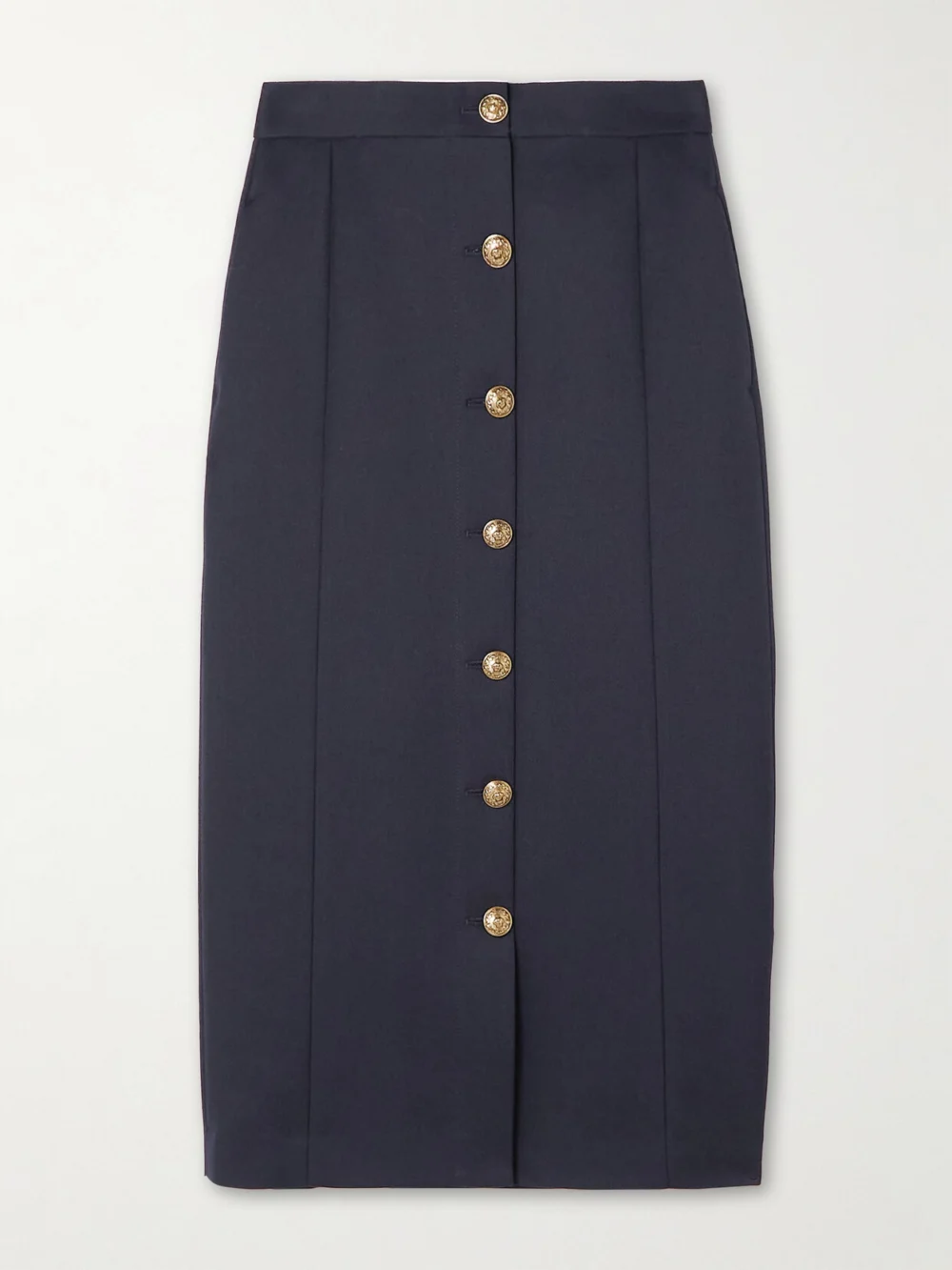 Golden Goose Appliquéd Gabardine Midi Skirt in navy