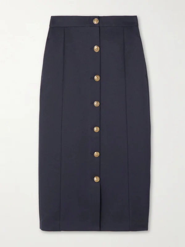 Golden Goose Appliquéd Gabardine Midi Skirt