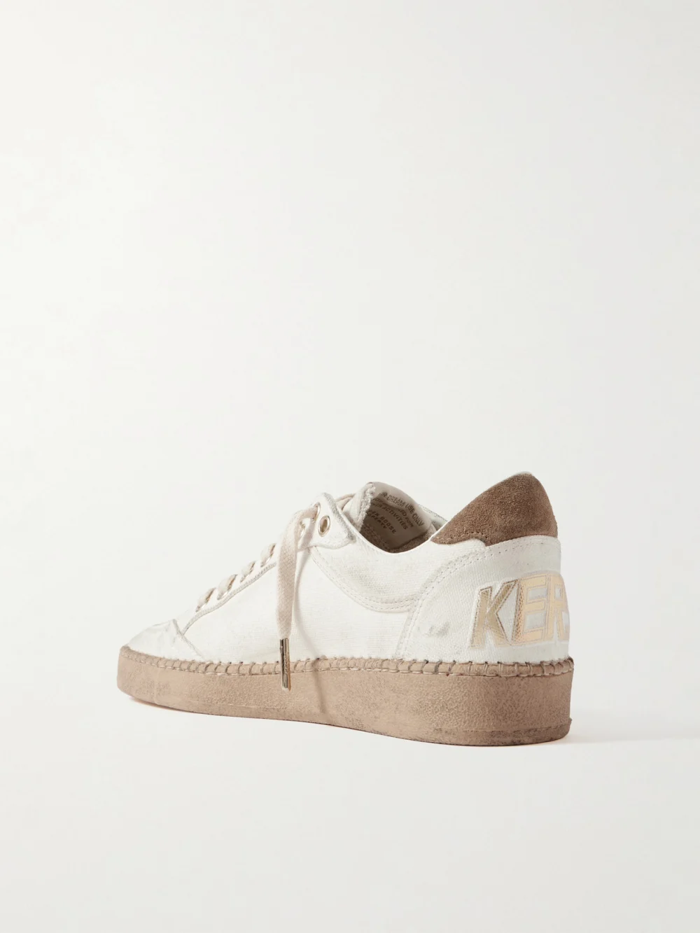 Back view of the Golden Goose Ball Star Distressed Suede-trimmed Canvas Sneakers