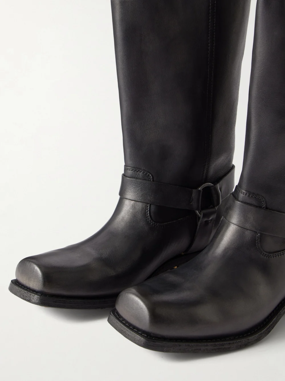 Close-up detail of the Golden Goose Distressed Leather Knee Boots