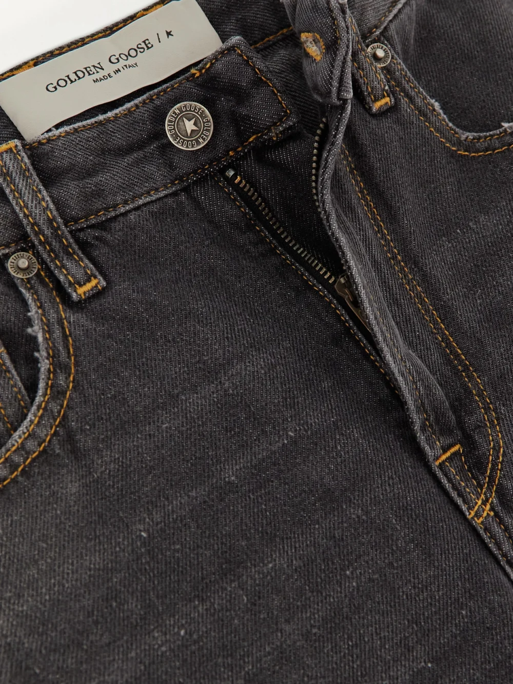 Close-up detail of the Golden Goose Journey High-rise Bootcut Jeans