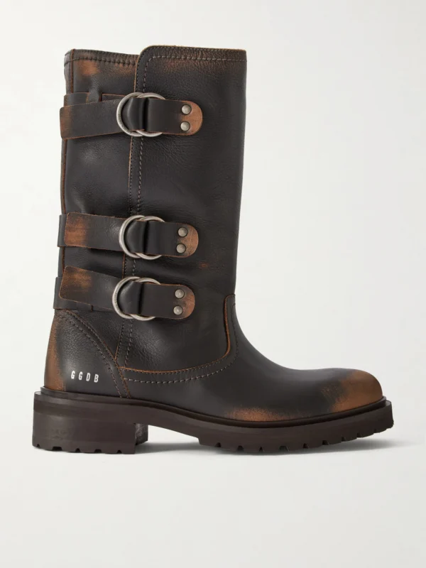 Golden Goose Kurt Distressed Leather Knee Boots