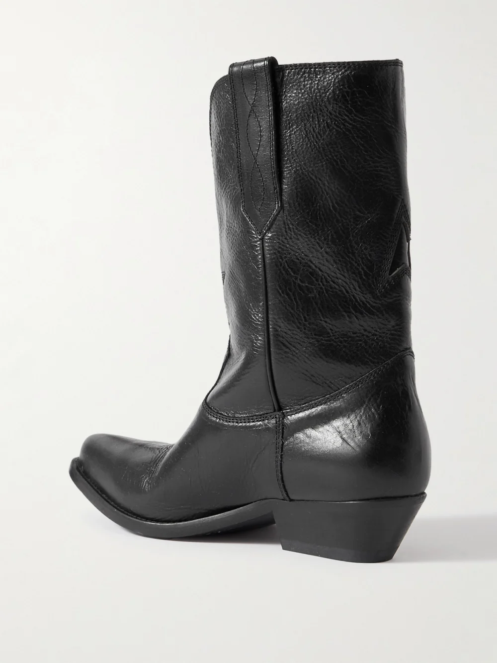 Back view of the Golden Goose Low Wish Star Textured-leather Cowboy Boots