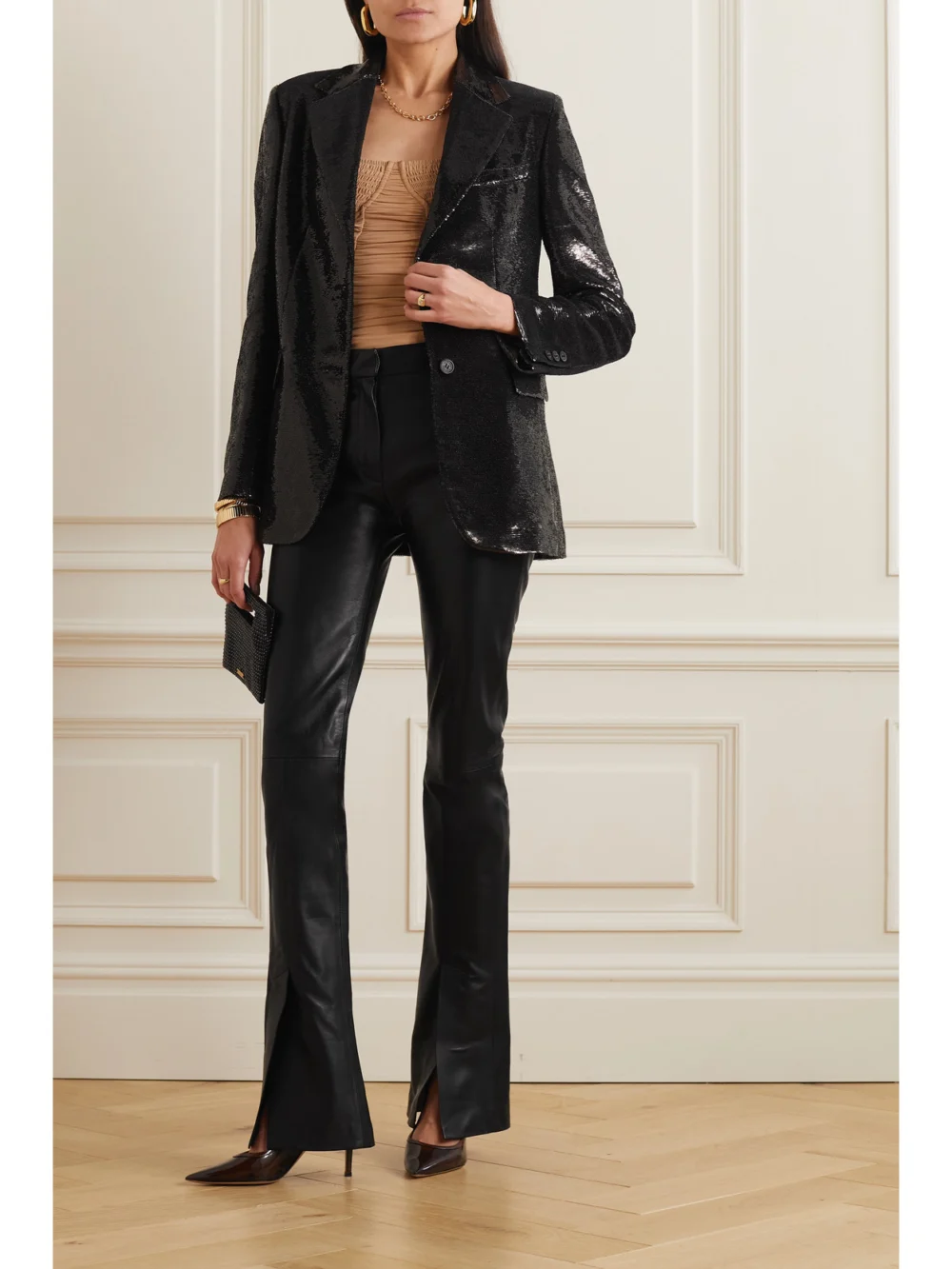 Golden Goose Sequined Crepe Blazer, worn by a model