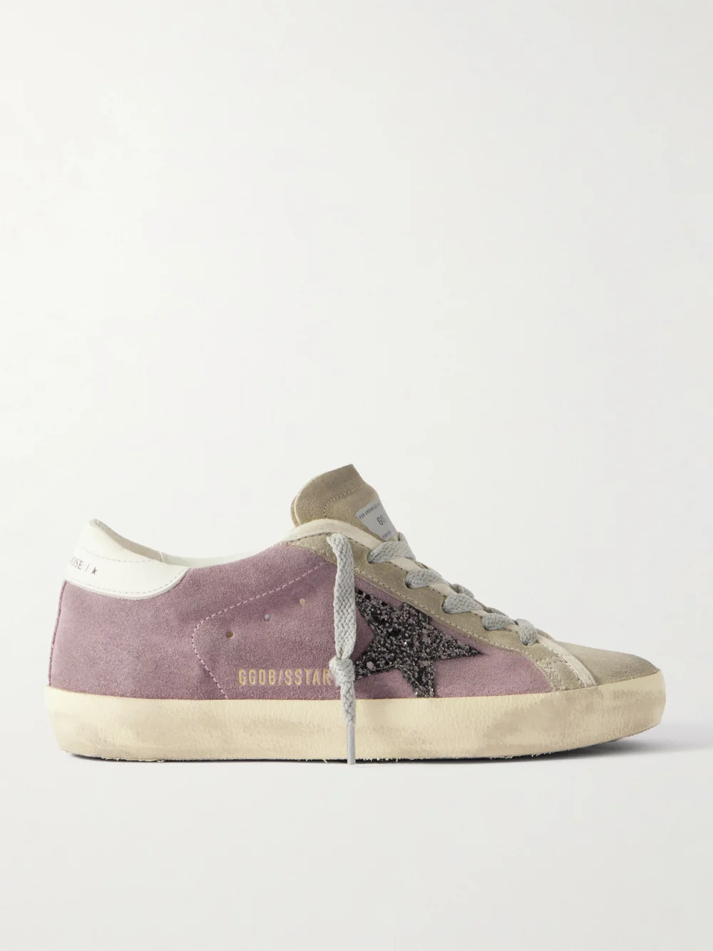 Golden Goose Super-star Leather-trimmed Distressed Glittered Suede Sneakers in antique rose