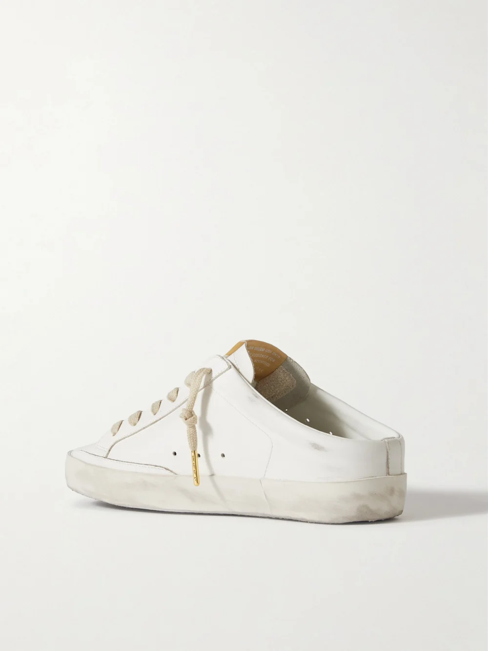 Back view of the Golden Goose Super-star Sabot Distressed Embellished Leather Slip-on Sneakers