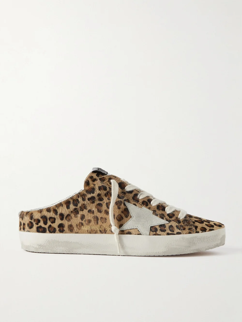 Golden Goose Super-star Sabot Distressed Leopard-print Calf Hair Slip-on Sneakers in brown