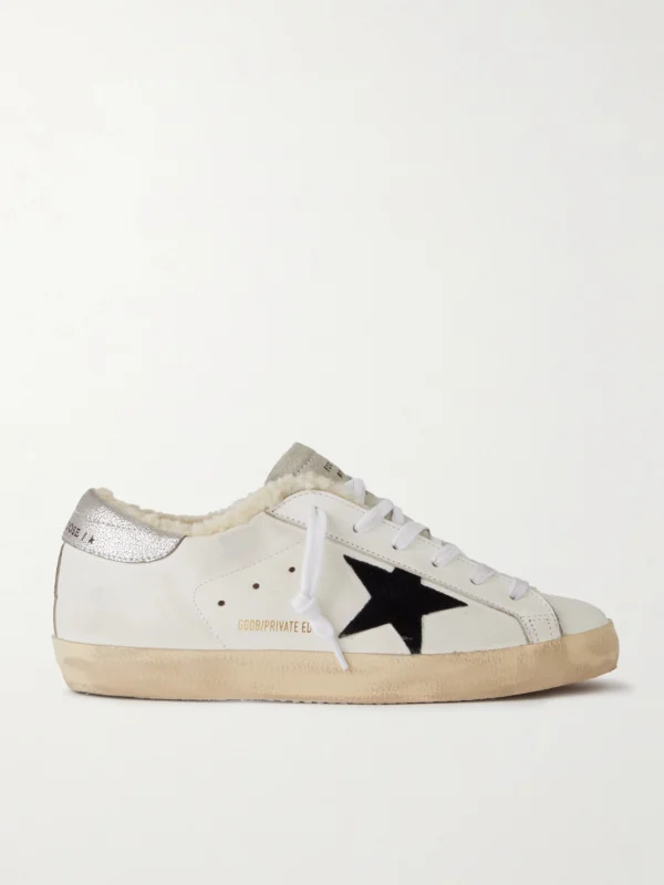 Golden Goose Super-star Shearling-lined Distressed Suede and Leather Sneakers
