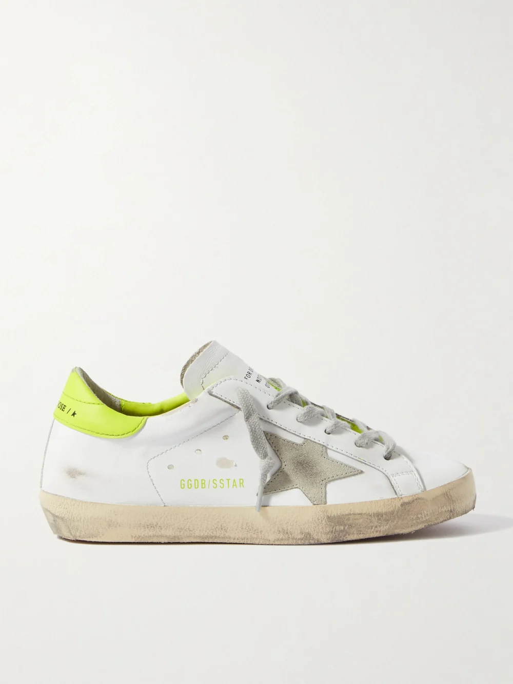 Golden Goose Superstar Distressed Leather Sneakers in white
