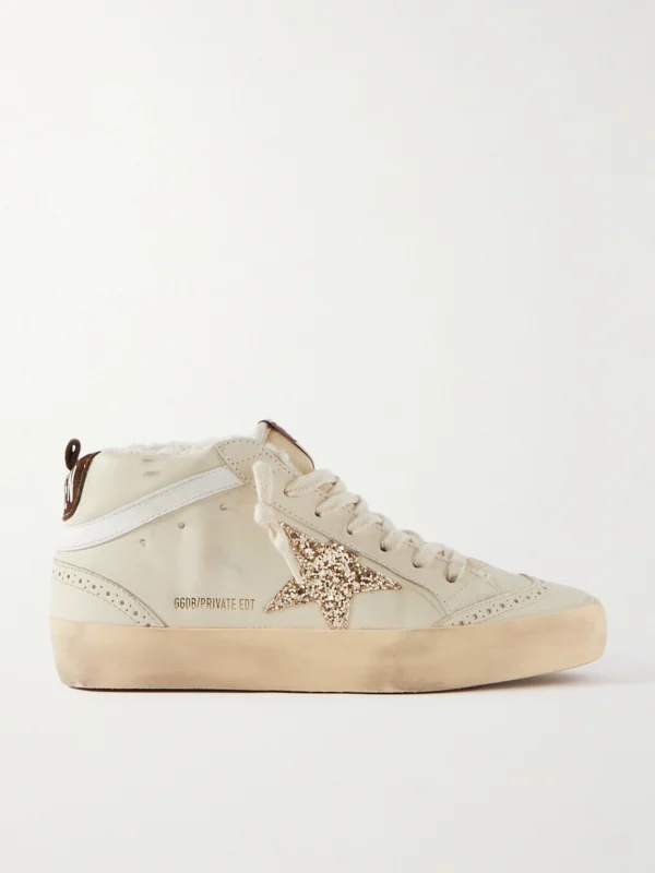 Golden Goose Superstar Distressed Shearling-lined Rubber and Leather Sneakers