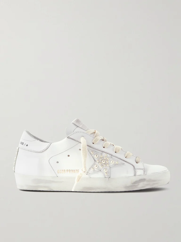 Golden Goose Superstar Faux Pearl-embellished Distressed Leather Sneakers