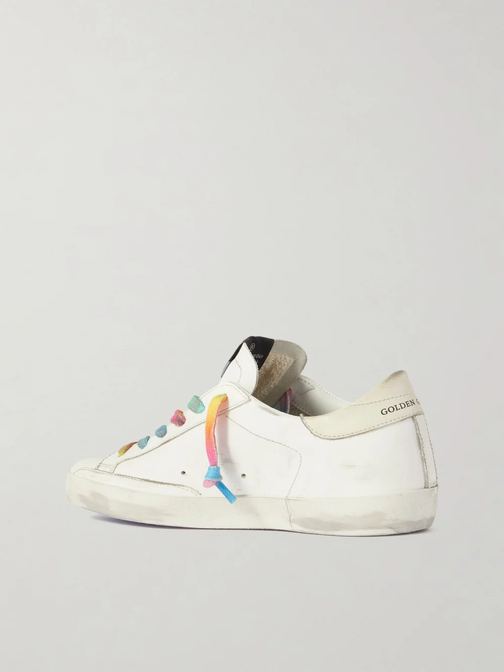 Back view of the Golden Goose Superstar Perforated Distressed Leather Sneakers