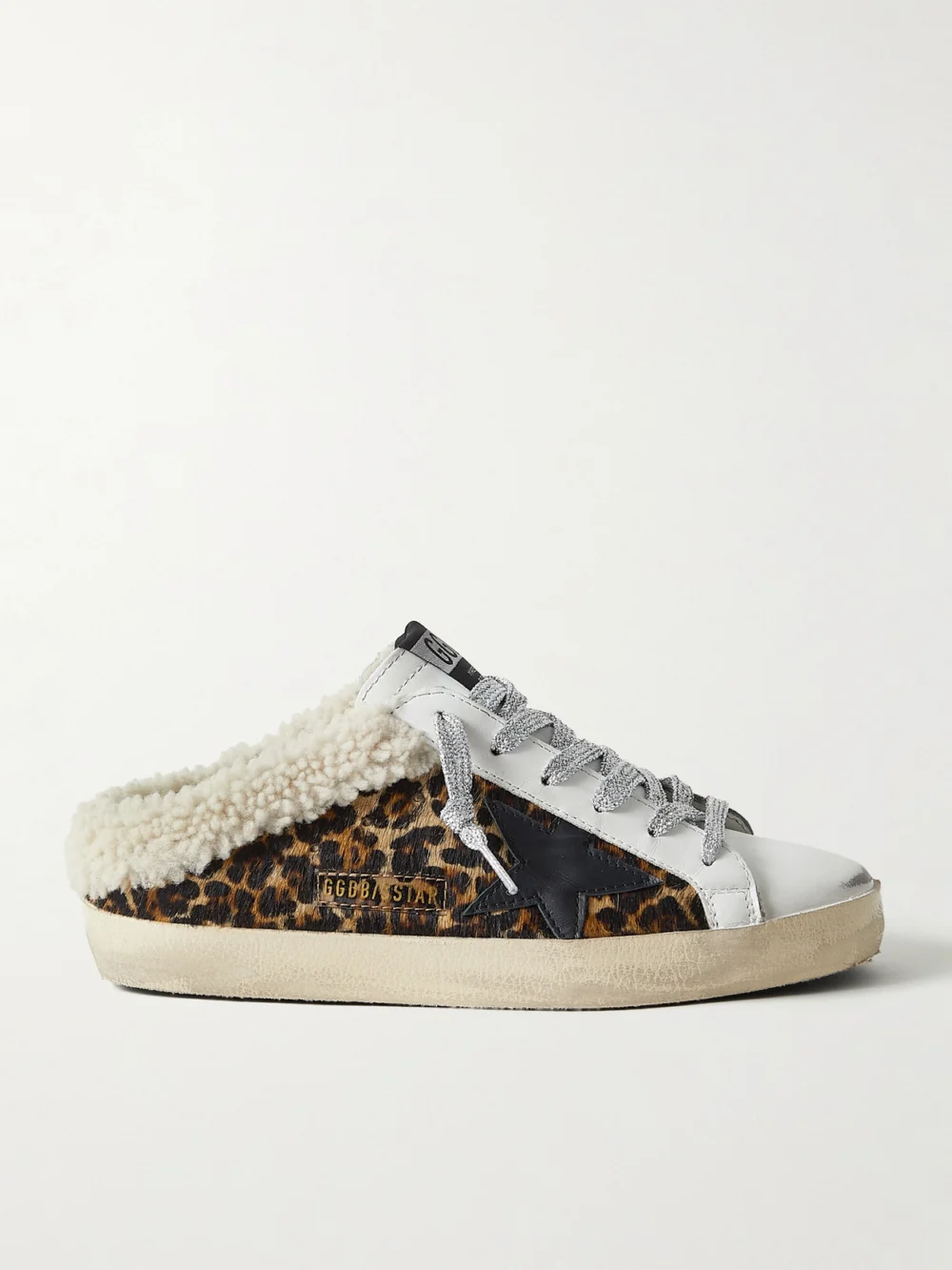 Golden Goose Superstar Sabot Shearling-lined Distressed Leopard-print Calf Hair and Leather Slip-on Sneakers in leopard print