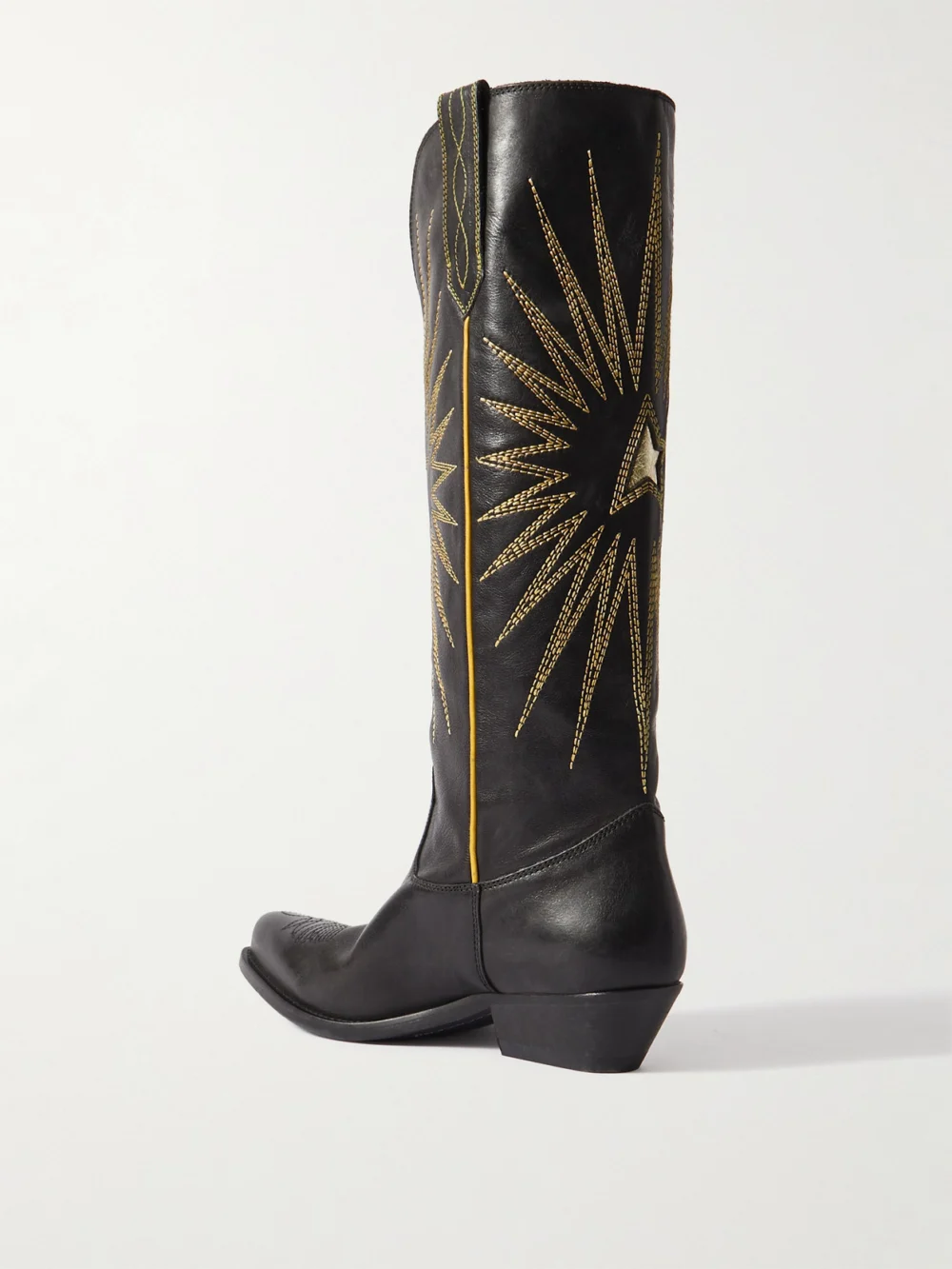 Back view of the Golden Goose Wish Star Embroidered Distressed Leather Cowboy Boots
