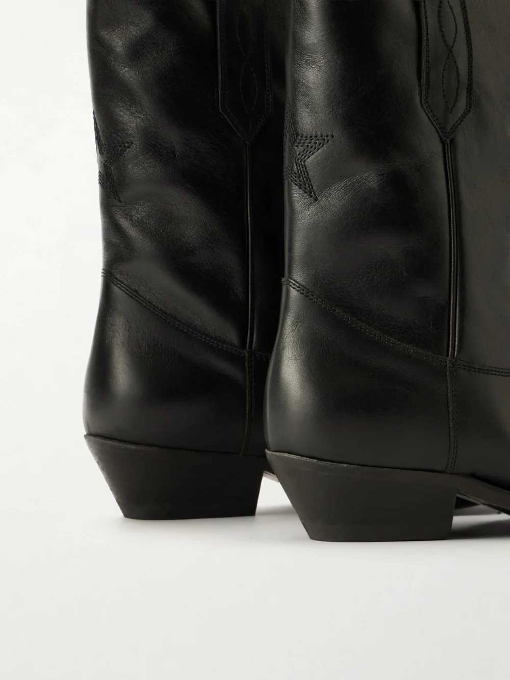 Close-up detail of the Golden Goose Wish Star Embroidered Leather Ankle Boots