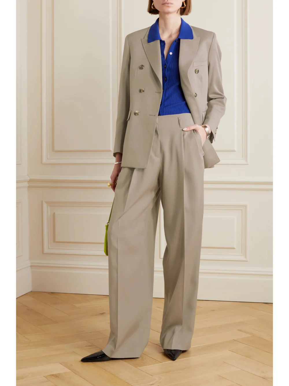 Golden Goose Wool-gabardine Wide-leg Pants, worn by a model
