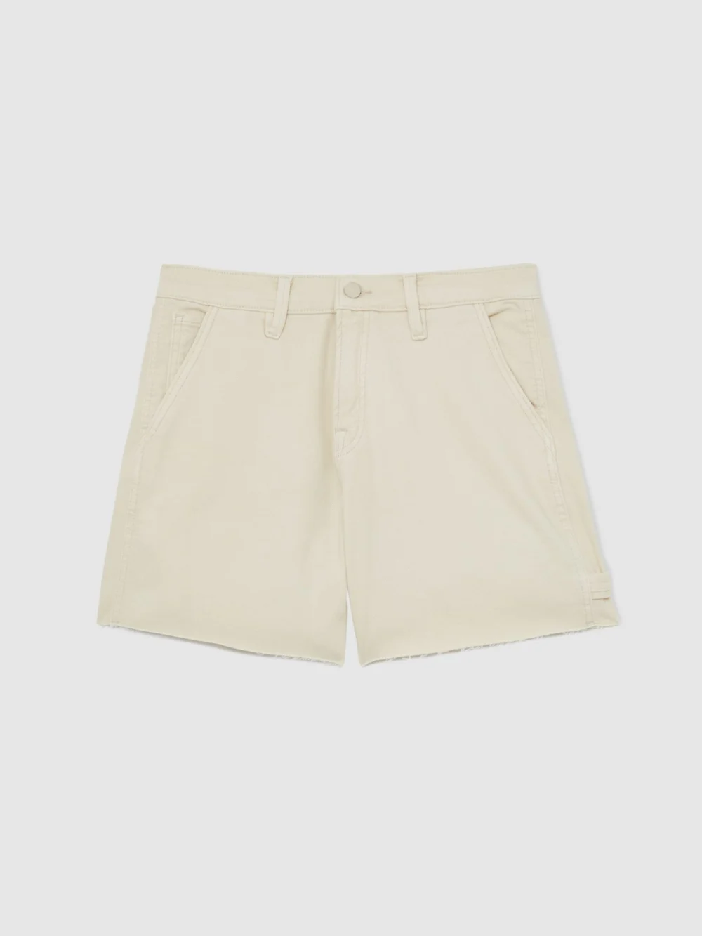 Good American Ecru Good American Long Denim Shorts, view 2