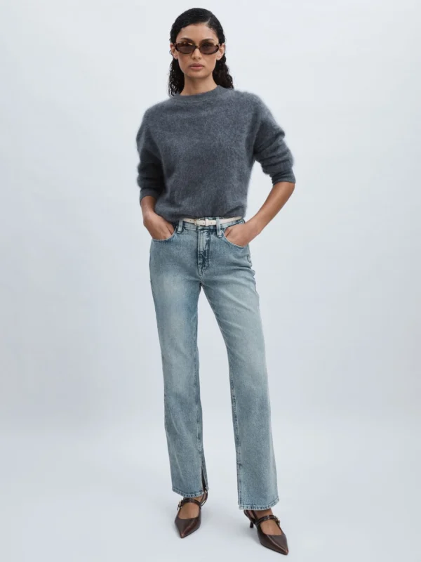 Good American Good American Icon Inseam Slit Jeans Cotton Plain