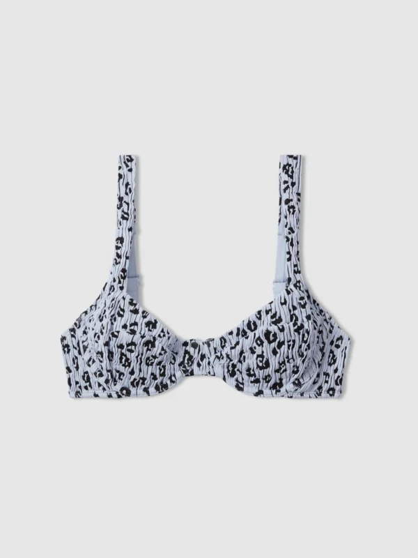 Good American Good American Women's Blue & Black Print Underwired Bikini Top