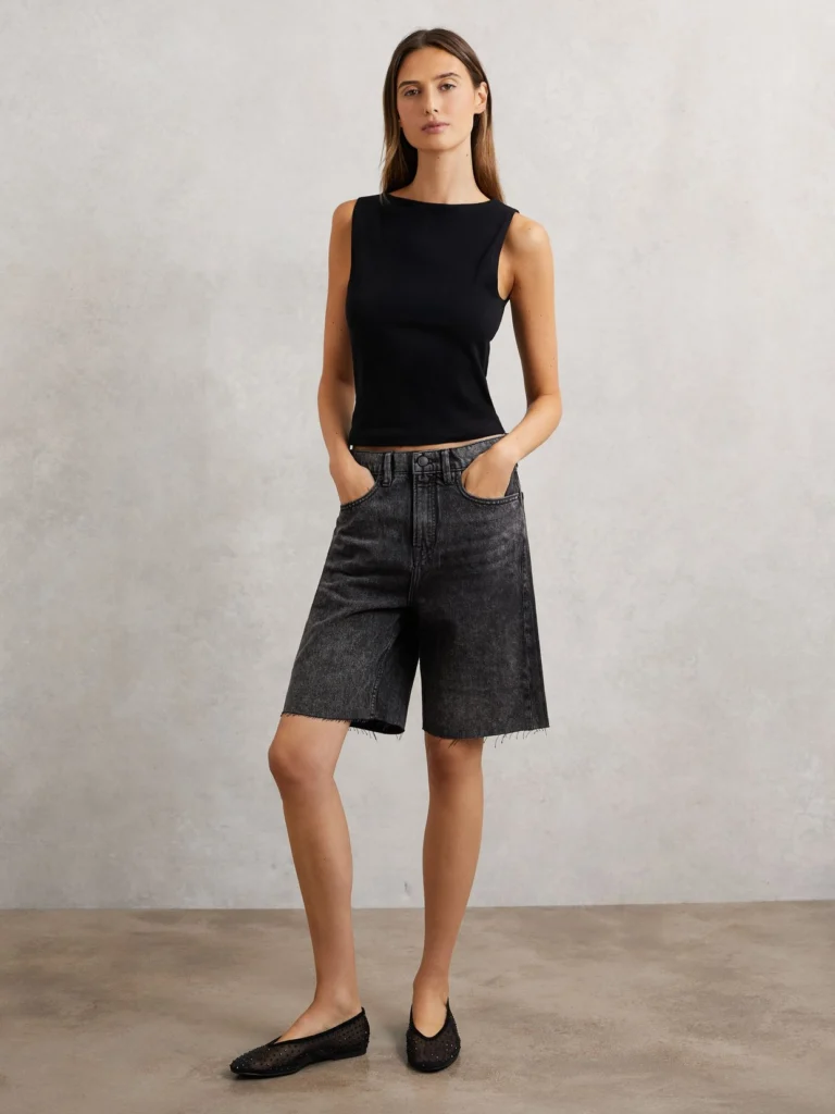 Good American Good Black Denim Bermuda Shorts